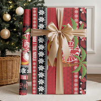 French Polynesia Christmas Wrapping Paper Tiare Chilling Santa Oaoa I teie Noera - Polynesian Pride