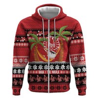 French Polynesia Christmas Zip Hoodie Tiare Chilling Santa Oaoa I teie Noera - Polynesian Pride