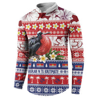 Kiribati Christmas Button Sweatshirt Frigatebird Santa Tekeraoi n te Kiritimati - Polynesian Pride