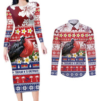 Kiribati Christmas Couples Matching Long Sleeve Bodycon Dress and Long Sleeve Button Shirt Frigatebird Santa Tekeraoi n te Kiritimati - Polynesian Pride