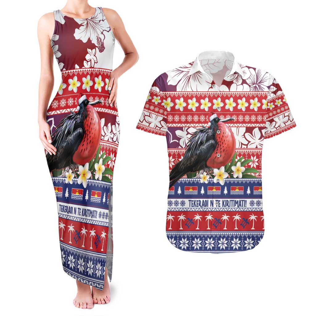 Kiribati Christmas Couples Matching Tank Maxi Dress and Hawaiian Shirt Frigatebird Santa Tekeraoi n te Kiritimati - Polynesian Pride