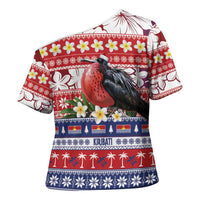 Kiribati Christmas Cross Shoulder Shirt Frigatebird Santa Tekeraoi n te Kiritimati - Polynesian Pride