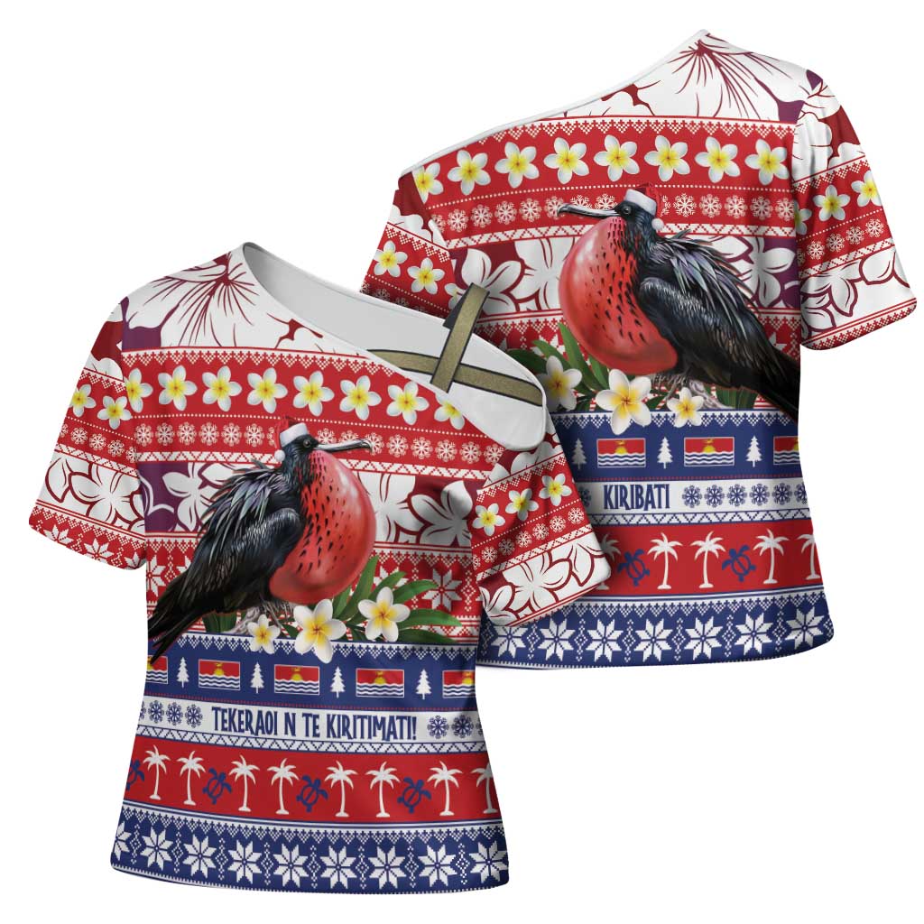 Kiribati Christmas Cross Shoulder Shirt Frigatebird Santa Tekeraoi n te Kiritimati - Polynesian Pride