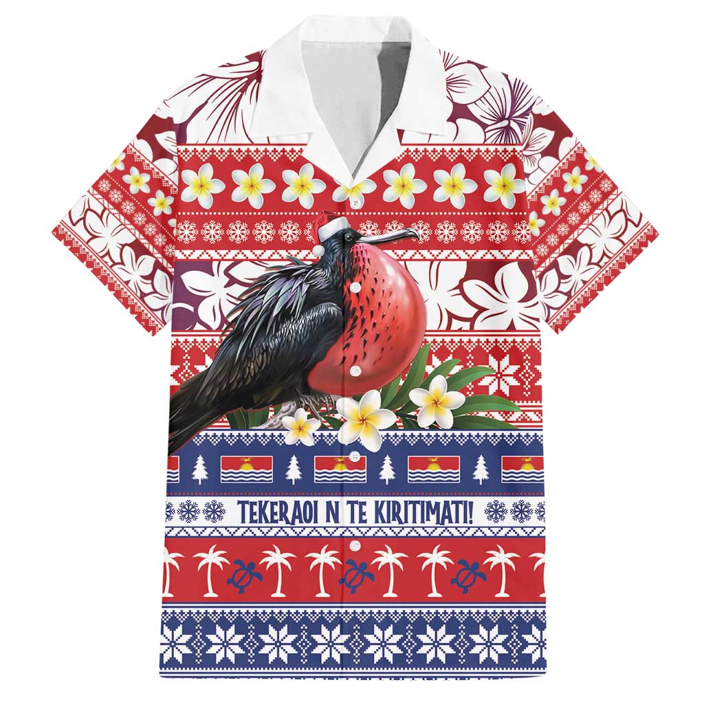 Kiribati Christmas Family Matching Off Shoulder Maxi Dress and Hawaiian Shirt Frigatebird Santa Tekeraoi n te Kiritimati - Polynesian Pride
