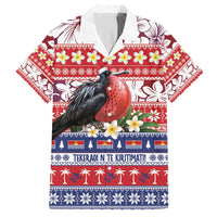 Kiribati Christmas Family Matching Off Shoulder Short Dress and Hawaiian Shirt Frigatebird Santa Tekeraoi n te Kiritimati - Polynesian Pride