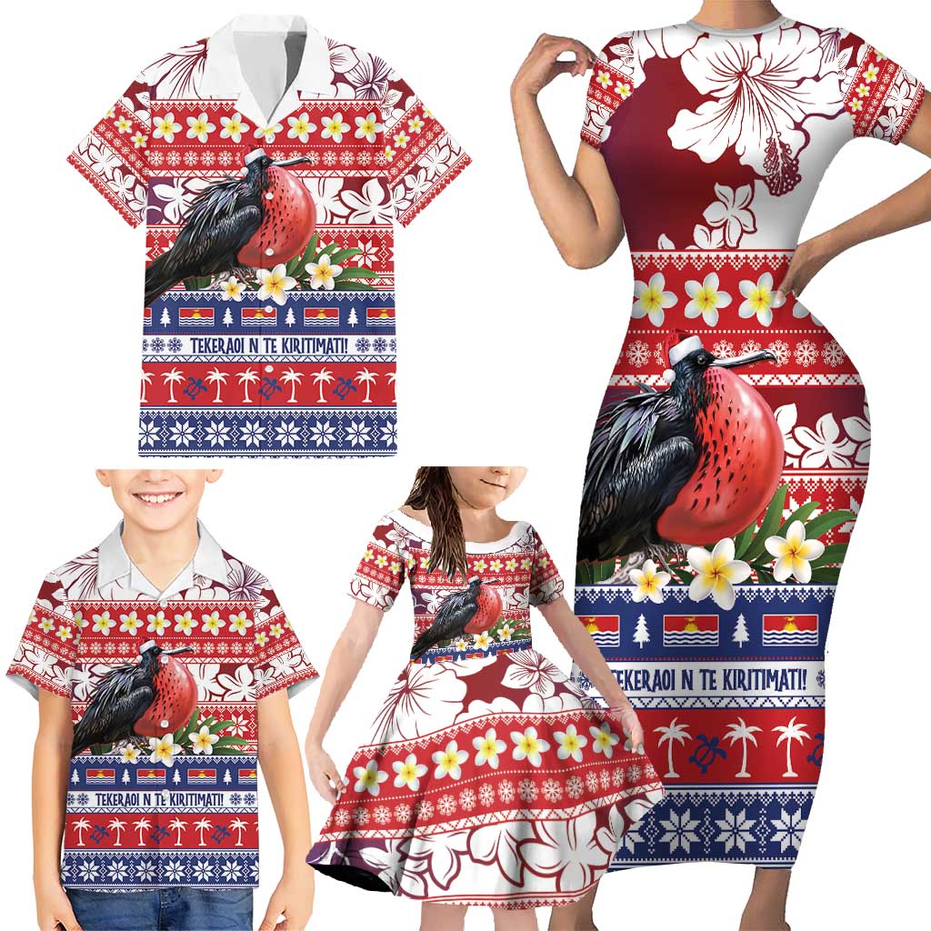 Kiribati Christmas Family Matching Short Sleeve Bodycon Dress and Hawaiian Shirt Frigatebird Santa Tekeraoi n te Kiritimati - Polynesian Pride