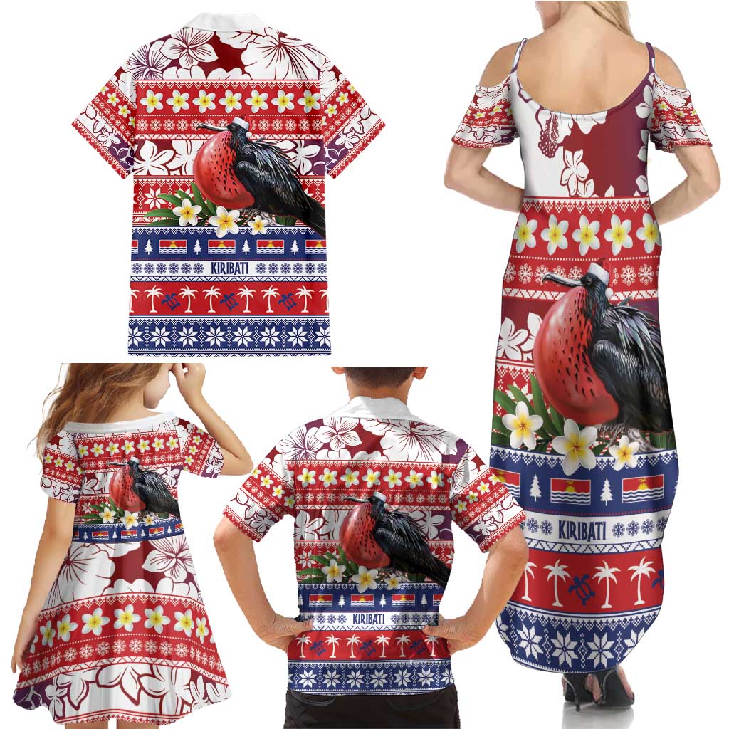 Kiribati Christmas Family Matching Summer Maxi Dress and Hawaiian Shirt Frigatebird Santa Tekeraoi n te Kiritimati - Polynesian Pride