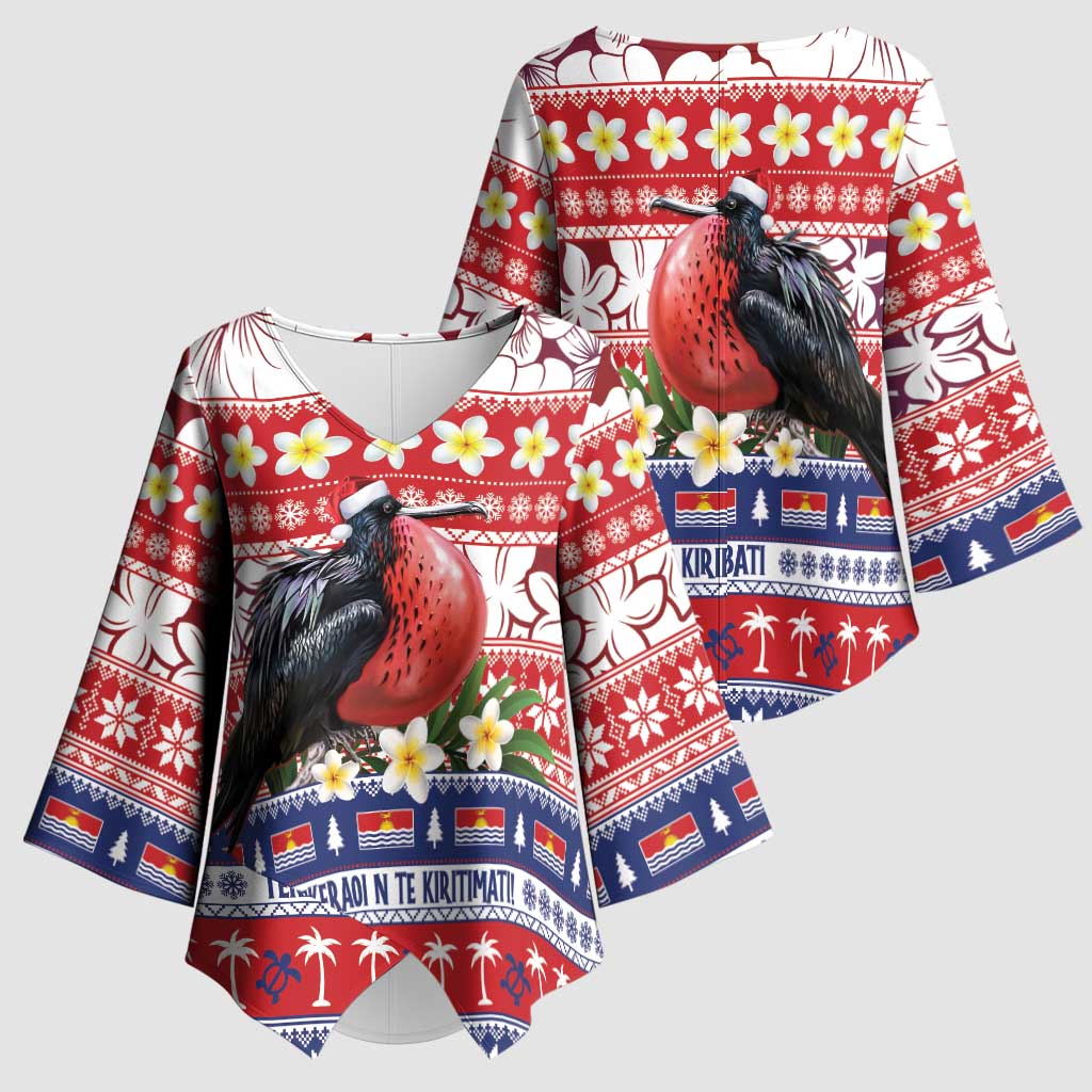 Kiribati Christmas Kimono Sleeve Blouse Frigatebird Santa Tekeraoi n te Kiritimati - Polynesian Pride