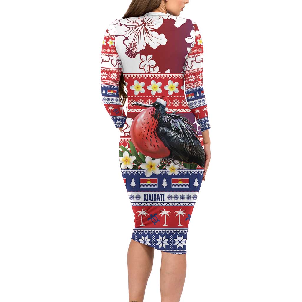 Kiribati Christmas Long Sleeve Bodycon Dress Frigatebird Santa Tekeraoi n te Kiritimati - Polynesian Pride