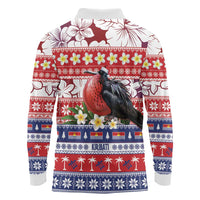 Kiribati Christmas Long Sleeve Polo Shirt Frigatebird Santa Tekeraoi n te Kiritimati - Polynesian Pride