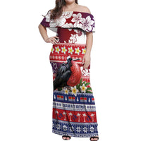 Kiribati Christmas Off Shoulder Maxi Dress Frigatebird Santa Tekeraoi n te Kiritimati - Polynesian Pride
