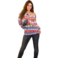 Kiribati Christmas Off Shoulder Sweater Frigatebird Santa Tekeraoi n te Kiritimati - Polynesian Pride