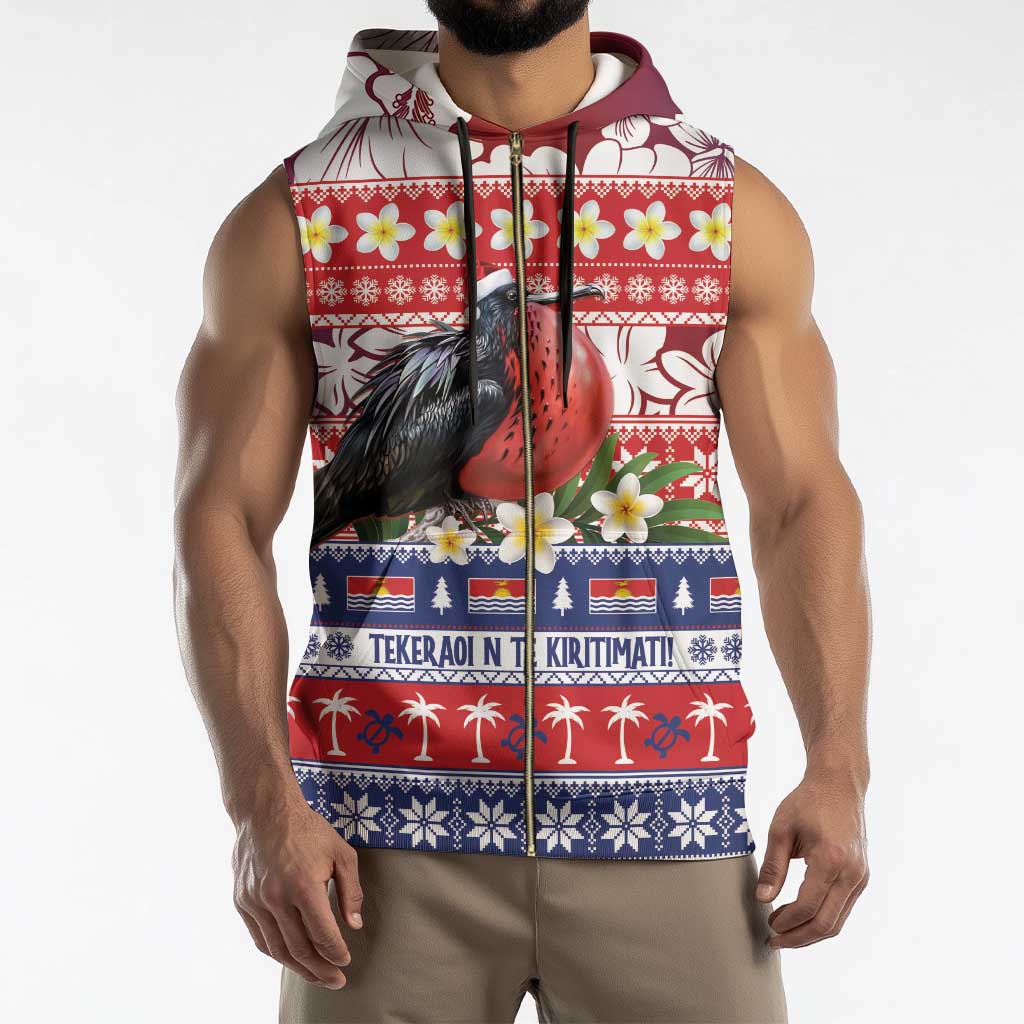 Kiribati Christmas Sleeveless Zip Hoodie Frigatebird Santa Tekeraoi n te Kiritimati - Polynesian Pride