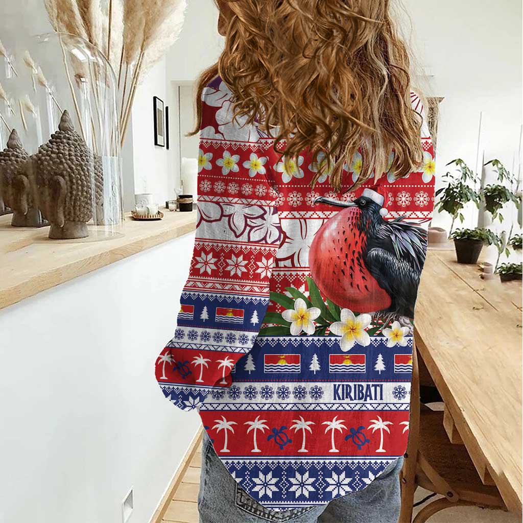 Kiribati Christmas Women Casual Shirt Frigatebird Santa Tekeraoi n te Kiritimati - Polynesian Pride