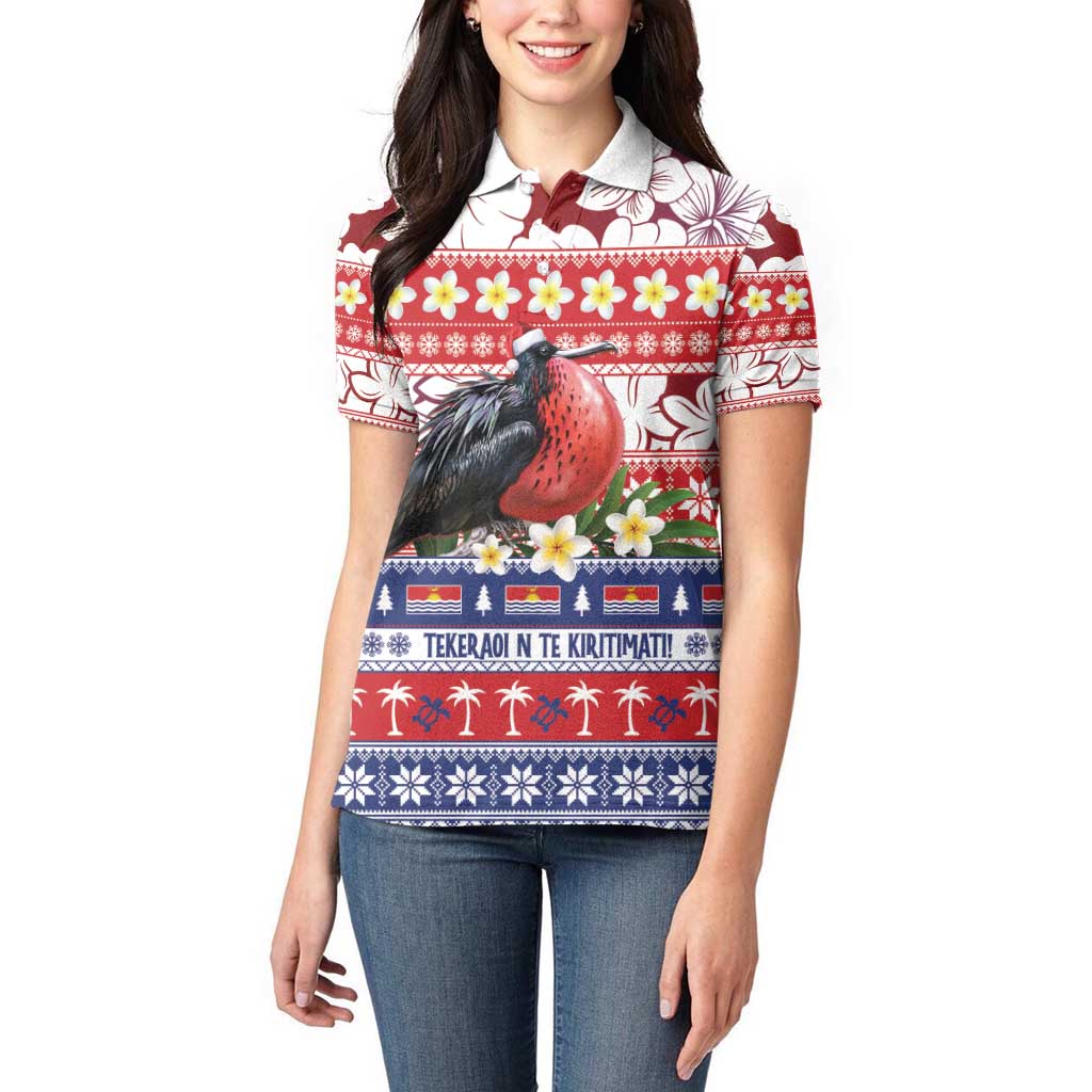 Kiribati Christmas Women Polo Shirt Frigatebird Santa Tekeraoi n te Kiritimati - Polynesian Pride