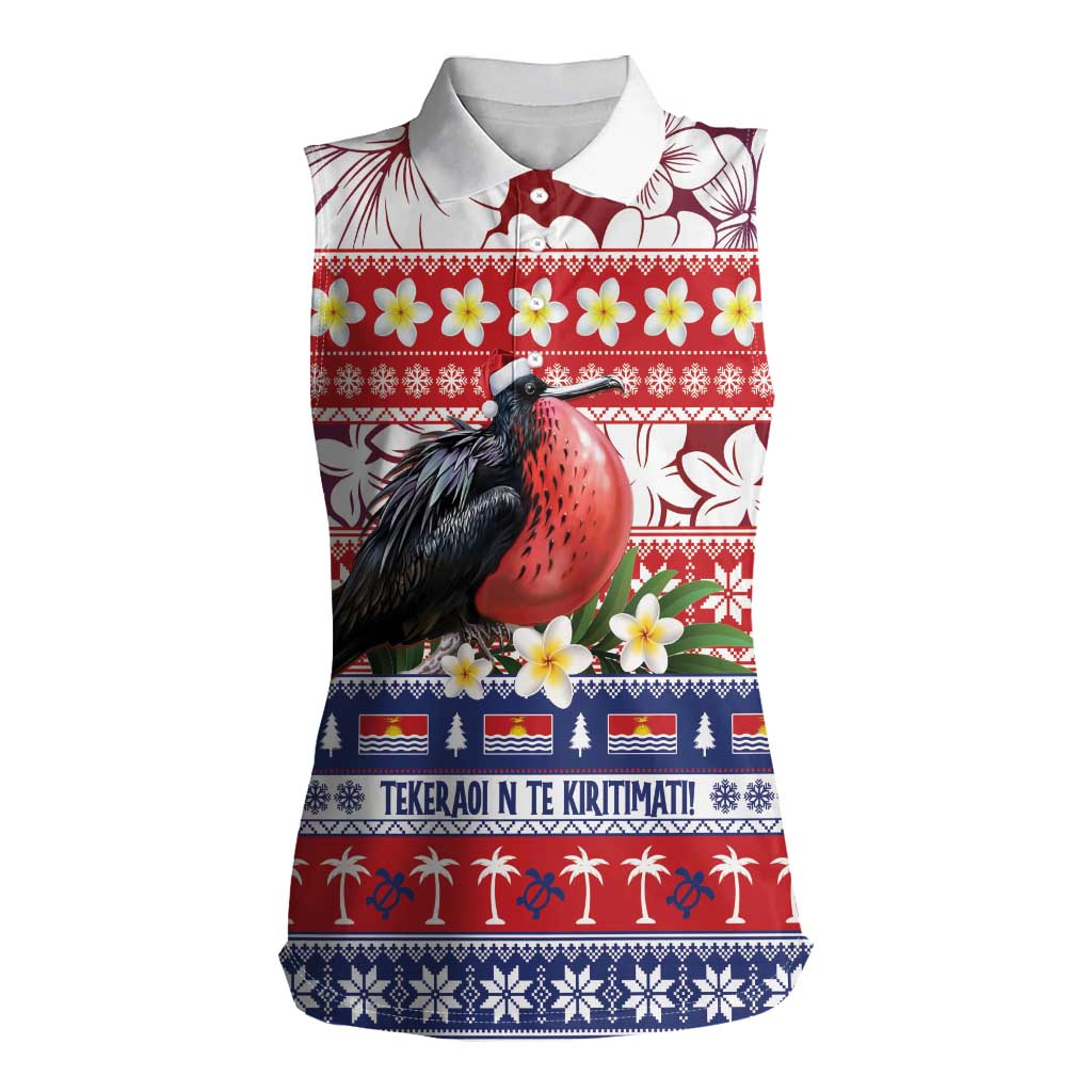 Kiribati Christmas Women Sleeveless Polo Shirt Frigatebird Santa Tekeraoi n te Kiritimati - Polynesian Pride