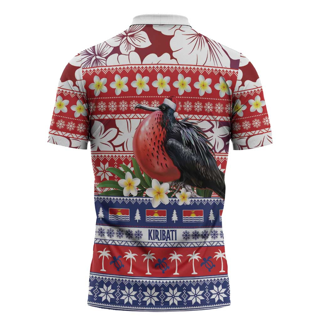 Kiribati Christmas Zipper Polo Shirt Frigatebird Santa Tekeraoi n te Kiritimati - Polynesian Pride