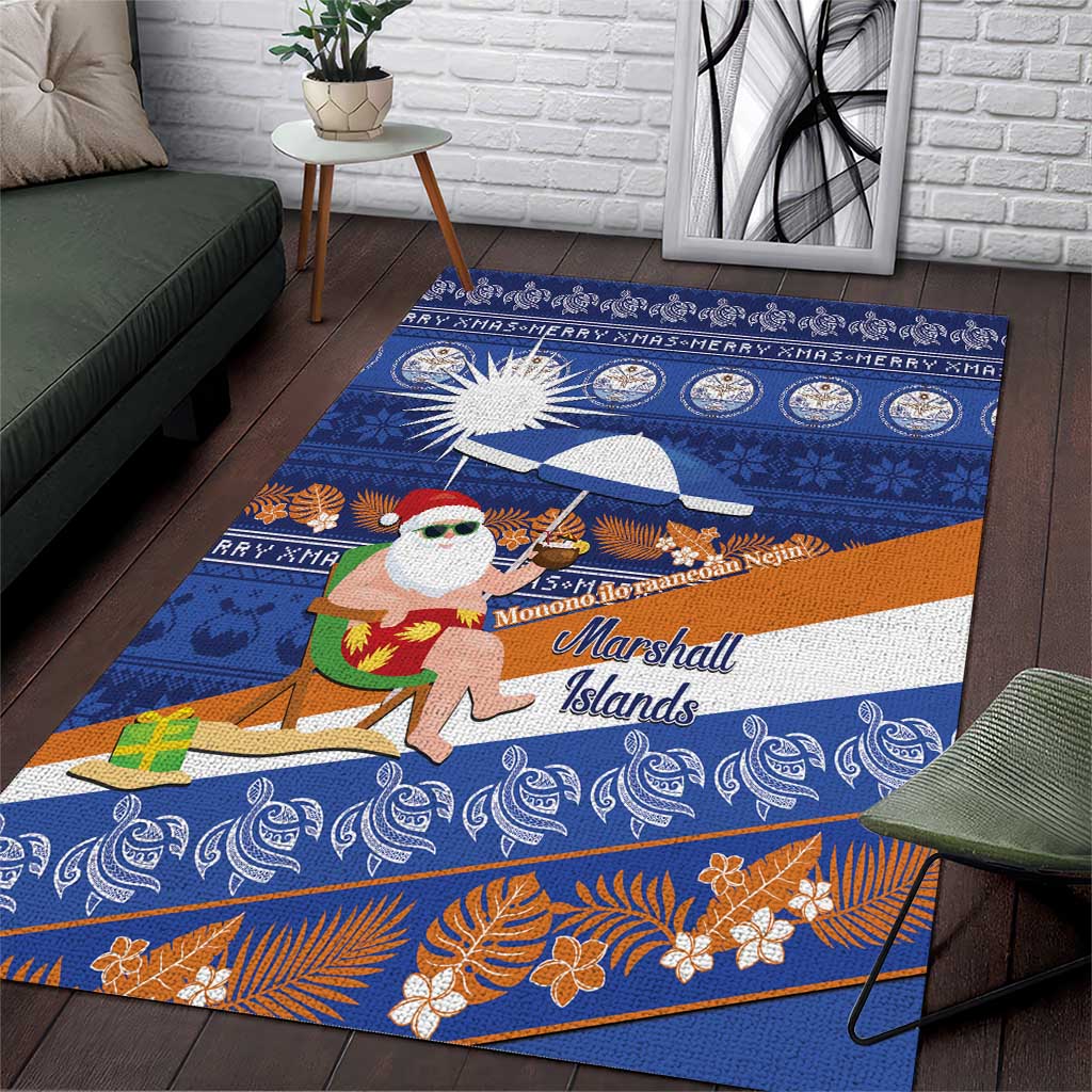 Marshall Islands Christmas Area Rug Beachy Santa Monono ilo raaneoan Nejin - Polynesian Pride