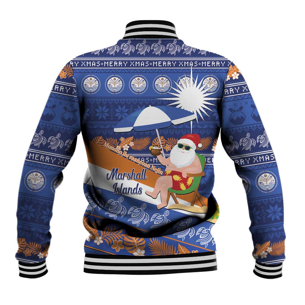 Marshall Islands Christmas Baseball Jacket Beachy Santa Monono ilo raaneoan Nejin - Polynesian Pride