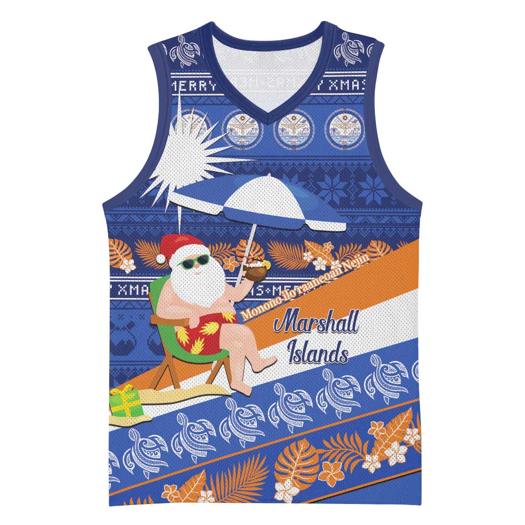 Marshall Islands Christmas Basketball Jersey Beachy Santa Monono ilo raaneoan Nejin - Polynesian Pride
