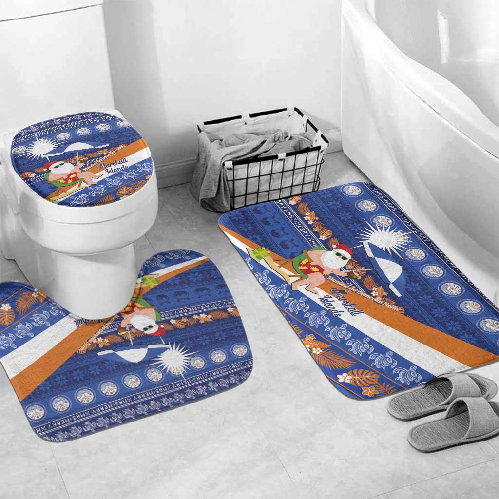 Marshall Islands Christmas Bathroom Set Beachy Santa Monono ilo raaneoan Nejin - Polynesian Pride
