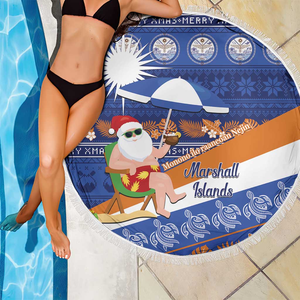Marshall Islands Christmas Beach Blanket Beachy Santa Monono ilo raaneoan Nejin - Polynesian Pride