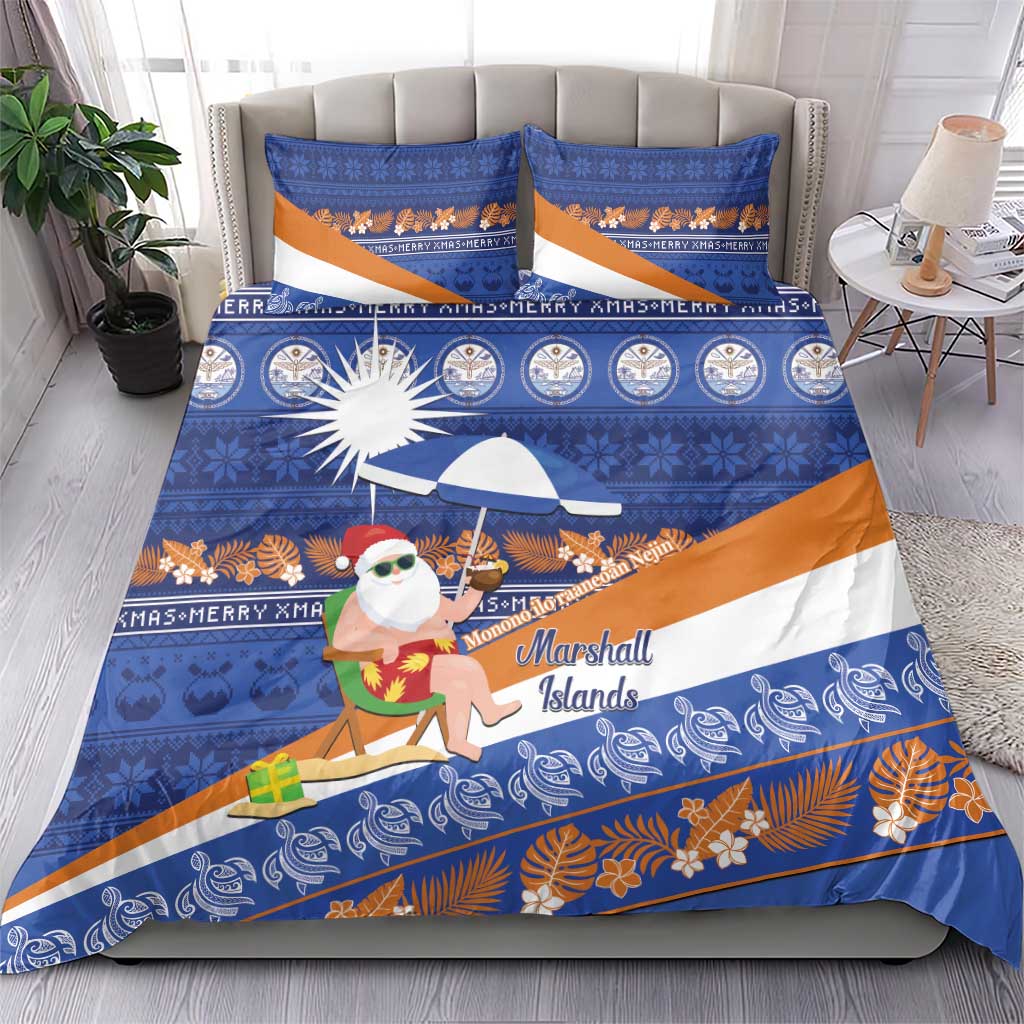 Marshall Islands Christmas Bedding Set Beachy Santa Monono ilo raaneoan Nejin - Polynesian Pride