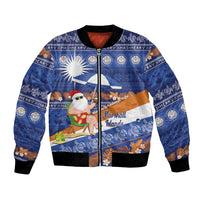 Marshall Islands Christmas Bomber Jacket Beachy Santa Monono ilo raaneoan Nejin - Polynesian Pride