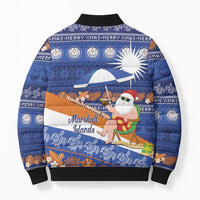 Marshall Islands Christmas Bomber Puffer Jacket Beachy Santa Monono ilo raaneoan Nejin - Polynesian Pride