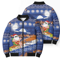 Marshall Islands Christmas Bomber Puffer Jacket Beachy Santa Monono ilo raaneoan Nejin - Polynesian Pride