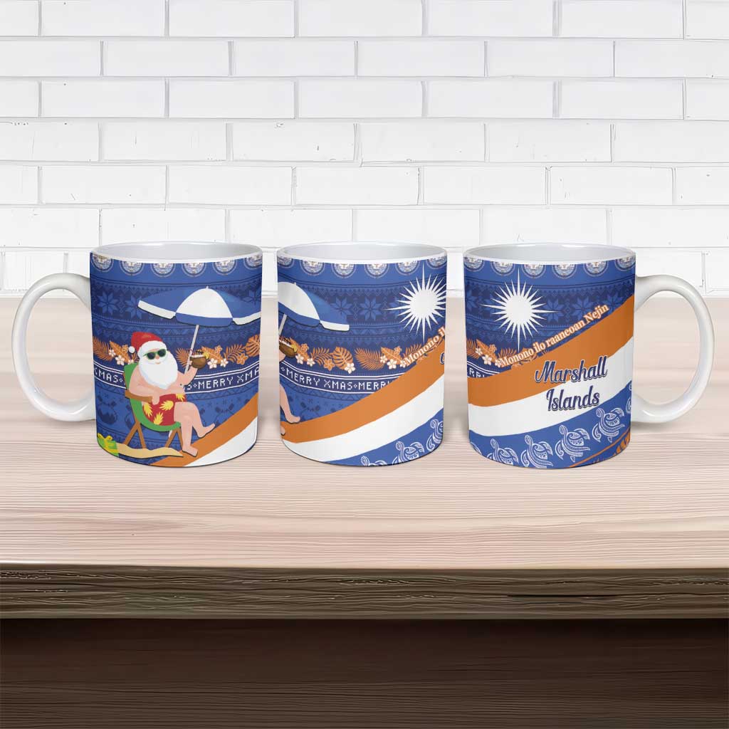 Marshall Islands Christmas Ceramic Mug Beachy Santa Monono ilo raaneoan Nejin - Polynesian Pride