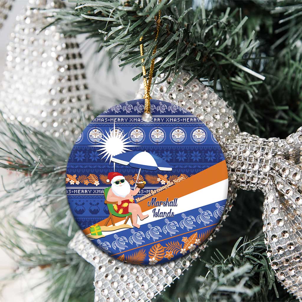 Marshall Islands Christmas Ceramic Ornament Beachy Santa Monono ilo raaneoan Nejin - Polynesian Pride