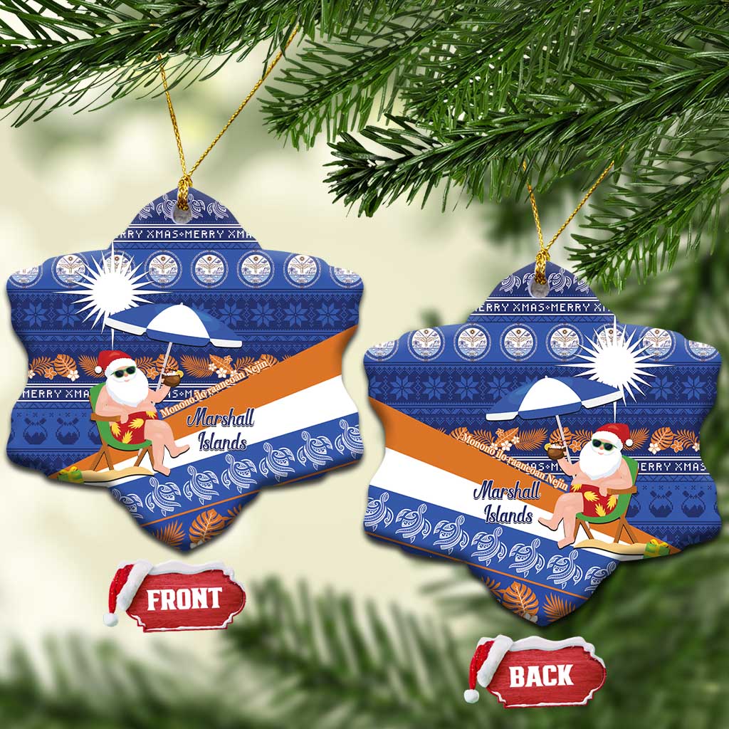 Marshall Islands Christmas Ceramic Ornament Beachy Santa Monono ilo raaneoan Nejin - Polynesian Pride