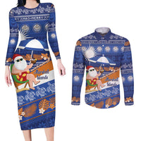 Marshall Islands Christmas Couples Matching Long Sleeve Bodycon Dress and Long Sleeve Button Shirt Beachy Santa Monono ilo raaneoan Nejin - Polynesian Pride
