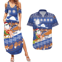 Marshall Islands Christmas Couples Matching Summer Maxi Dress and Hawaiian Shirt Beachy Santa Monono ilo raaneoan Nejin - Polynesian Pride