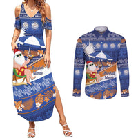 Marshall Islands Christmas Couples Matching Summer Maxi Dress and Long Sleeve Button Shirt Beachy Santa Monono ilo raaneoan Nejin - Polynesian Pride