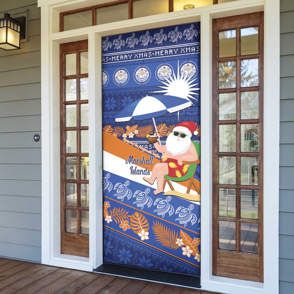 Marshall Islands Christmas Door Cover Beachy Santa Monono ilo raaneoan Nejin - Polynesian Pride