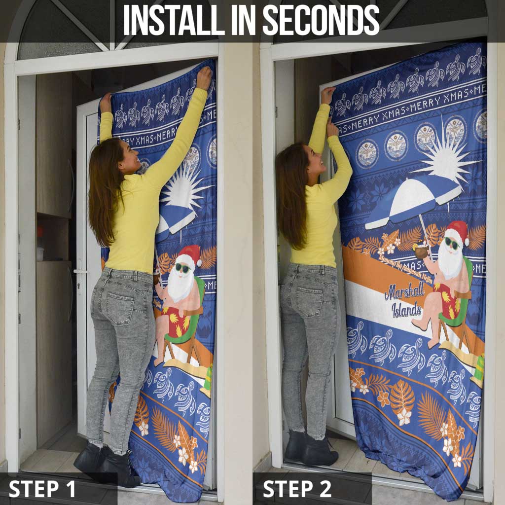 Marshall Islands Christmas Door Cover Beachy Santa Monono ilo raaneoan Nejin - Polynesian Pride