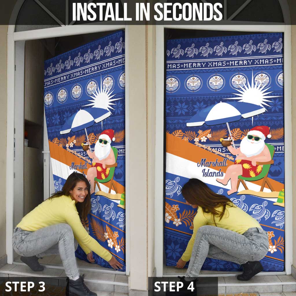 Marshall Islands Christmas Door Cover Beachy Santa Monono ilo raaneoan Nejin - Polynesian Pride