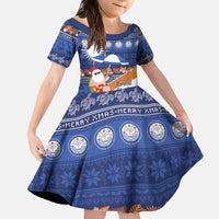Marshall Islands Christmas Family Matching Off The Shoulder Long Sleeve Dress and Hawaiian Shirt Beachy Santa Monono ilo raaneoan Nejin - Polynesian Pride