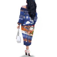Marshall Islands Christmas Family Matching Off The Shoulder Long Sleeve Dress and Hawaiian Shirt Beachy Santa Monono ilo raaneoan Nejin - Polynesian Pride