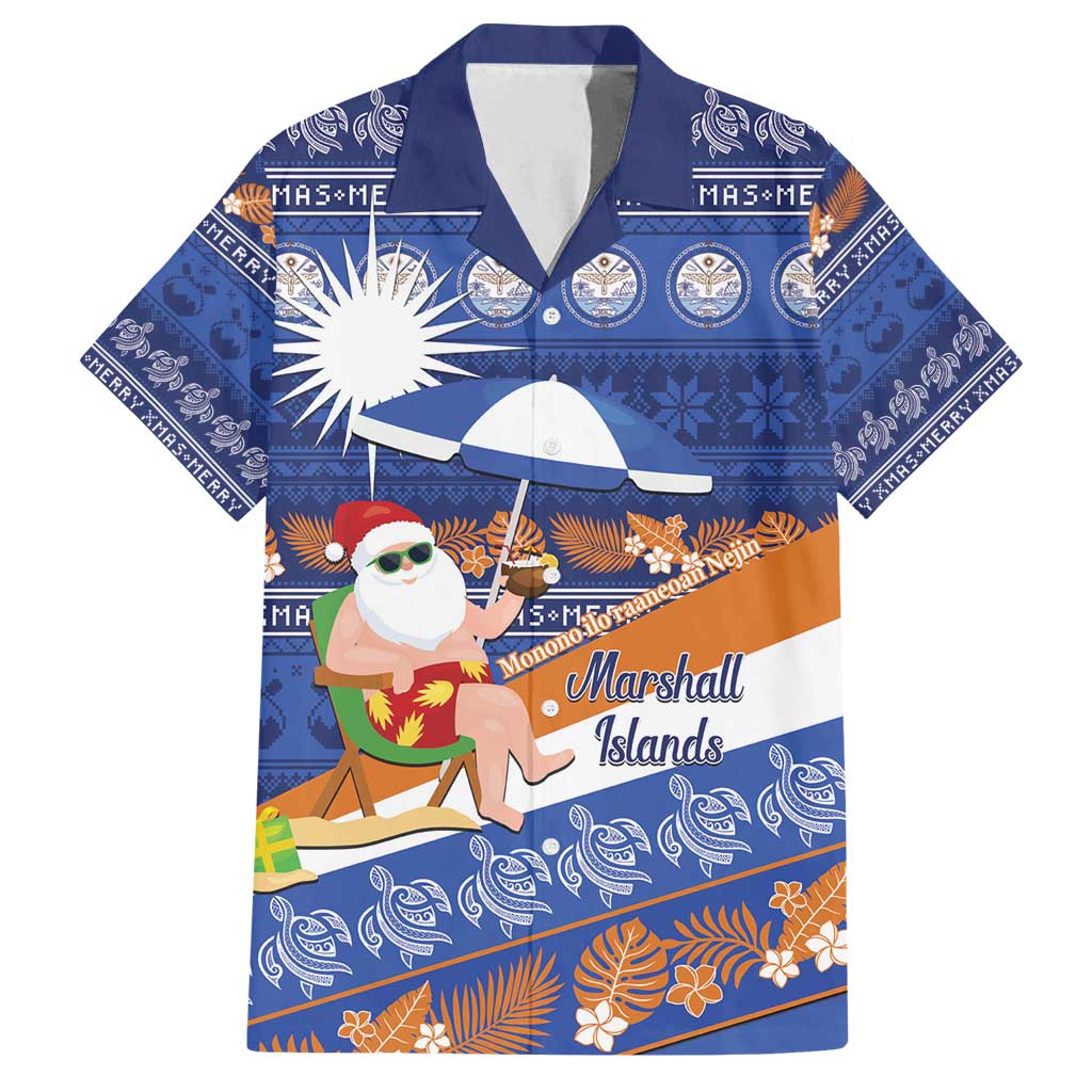 Marshall Islands Christmas Family Matching Off Shoulder Maxi Dress and Hawaiian Shirt Beachy Santa Monono ilo raaneoan Nejin - Polynesian Pride