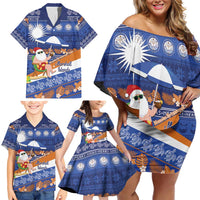 Marshall Islands Christmas Family Matching Off Shoulder Short Dress and Hawaiian Shirt Beachy Santa Monono ilo raaneoan Nejin - Polynesian Pride