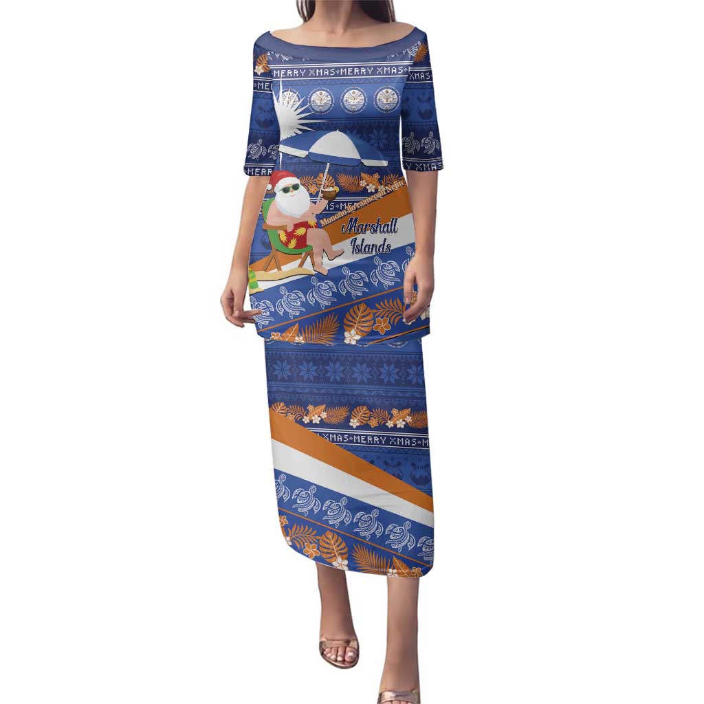 Marshall Islands Christmas Family Matching Puletasi and Hawaiian Shirt Beachy Santa Monono ilo raaneoan Nejin - Polynesian Pride