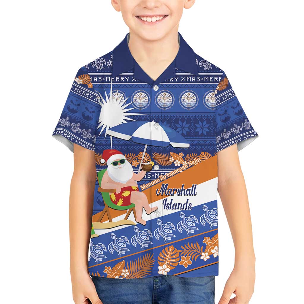Marshall Islands Christmas Family Matching Puletasi and Hawaiian Shirt Beachy Santa Monono ilo raaneoan Nejin - Polynesian Pride