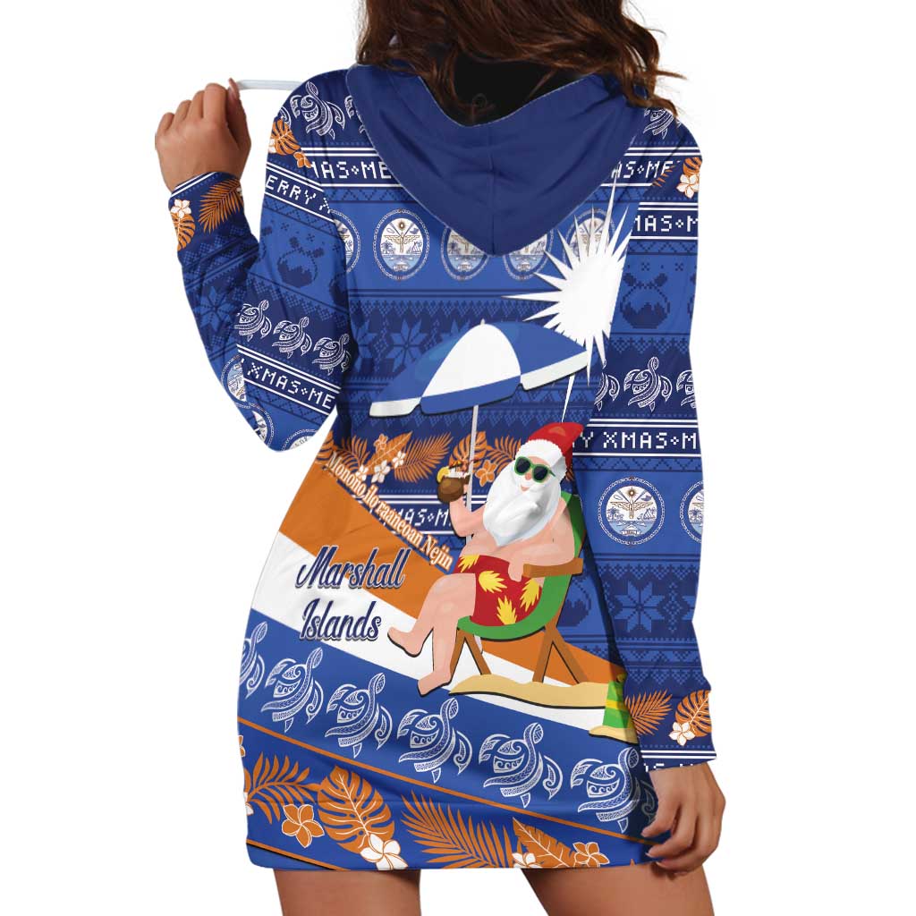 Marshall Islands Christmas Hoodie Dress Beachy Santa Monono ilo raaneoan Nejin - Polynesian Pride