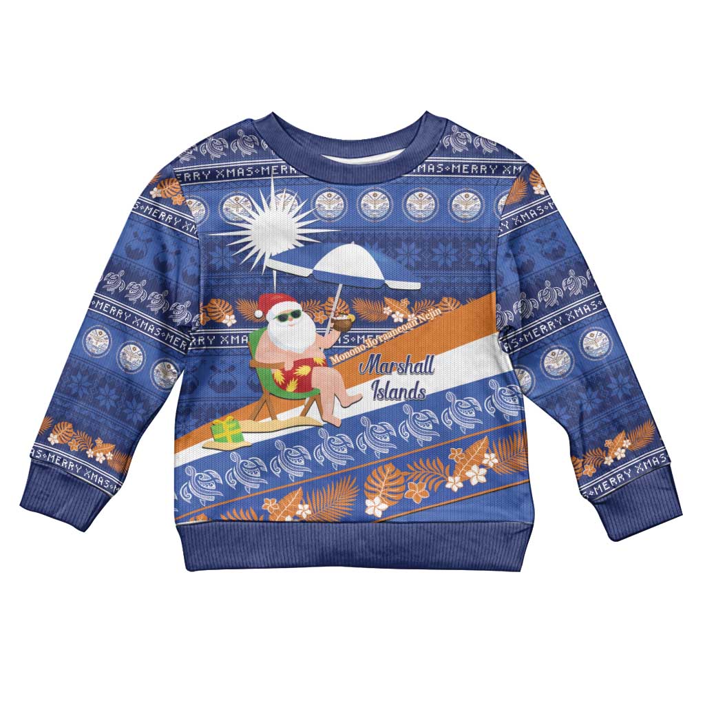 Marshall Islands Christmas Kid Ugly Christmas Sweater Beachy Santa Monono ilo raaneoan Nejin - Polynesian Pride