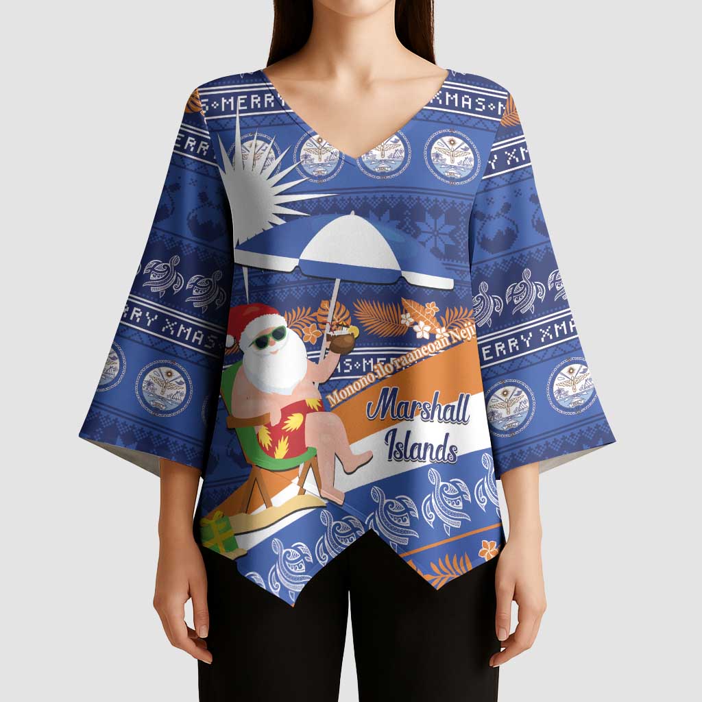 Marshall Islands Christmas Kimono Sleeve Blouse Beachy Santa Monono ilo raaneoan Nejin - Polynesian Pride