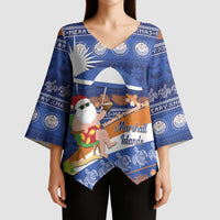 Marshall Islands Christmas Kimono Sleeve Blouse Beachy Santa Monono ilo raaneoan Nejin - Polynesian Pride