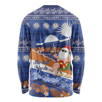 Marshall Islands Christmas Long Sleeve Shirt Beachy Santa Monono ilo raaneoan Nejin - Polynesian Pride